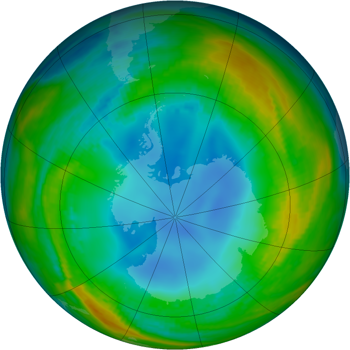 Antarctic ozone map for 25 July 1986